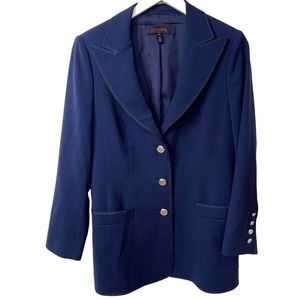 ESCADA Navy Wool Oversized Lapel Blazer Three Silver Buttons Size 38 / US 8